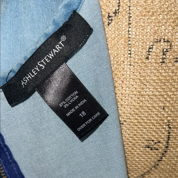 Ashley Stewart Peplum Blue Denim Blouse - Picture 7 of 7